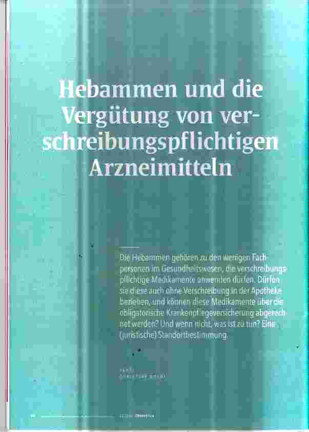 Vorschauseite 1: Hebammen und die Vergütung von verschreibungspflichtigen Arzneimitteln