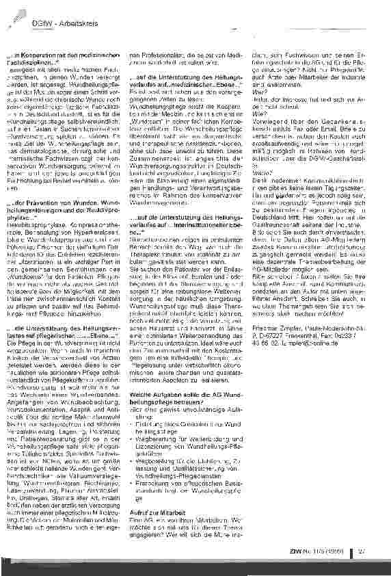 Vorschauseite 2: Wundheilungspflege Eine neue Fachdisziplin der Pflege?