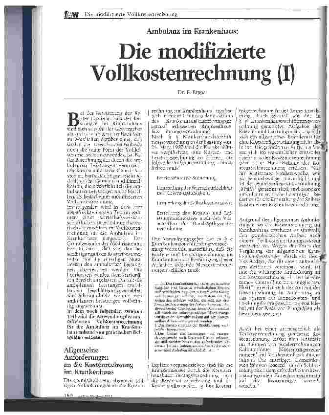 Vorschauseite 1: Ambulanz im Krankenhaus Die modifizierte Vollkostenrechnung (1)