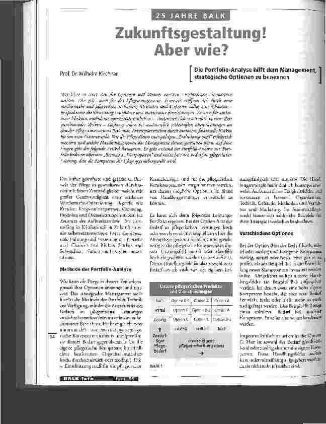 Vorschauseite 1: Zukunftsgestaltung! Aber wie? Die Portfolio-Analyse hiflt dem Management, strategische Optionen zu benennen