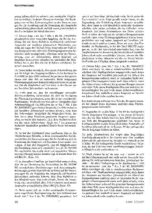 Vorschauseite 3: Unverfallbarkeit und Abgeltung von krankheitsbedingt nicht realisierbaren Urlaubsansprüchen