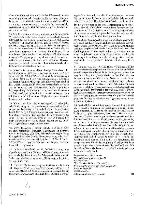 Vorschauseite 4: Unverfallbarkeit und Abgeltung von krankheitsbedingt nicht realisierbaren Urlaubsansprüchen