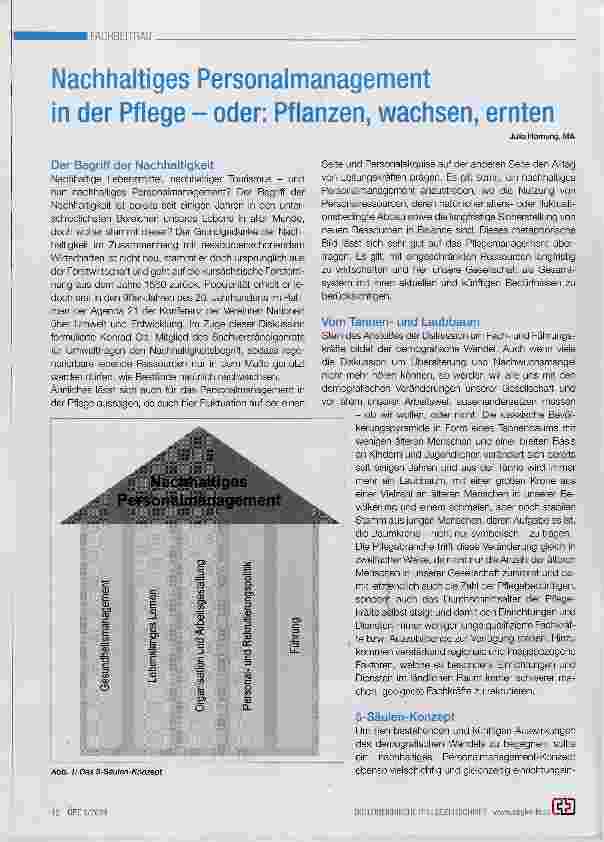 Vorschauseite 1: Nachhaltiges Personalmanagement in der Pflege oder: Pflanzen, wachsen, ernten