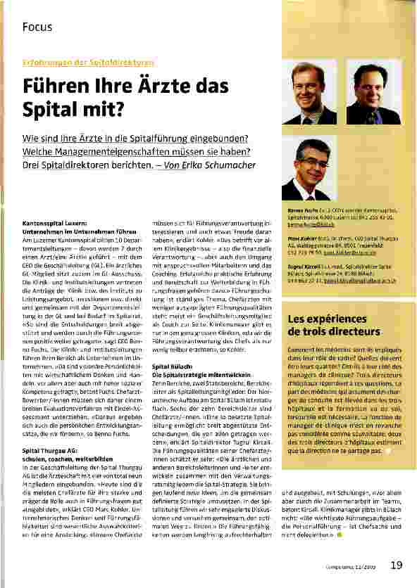 Vorschauseite 1: Führen Ihre Ärzte das Spital mit?