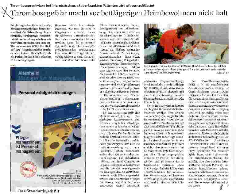 Vorschauseite 1: Thrombosegefahr macht vor bettlägerigen Heimbewohnern nicht halt