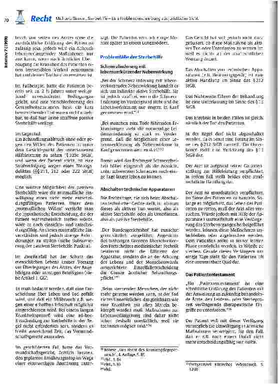 Vorschauseite 5: Sterbehilfe - Eine Problembeschreibung aus juristischer Sicht