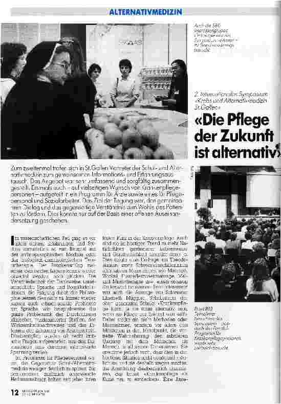 Vorschauseite 1: Die Pflege der Zukunft ist alternativ 2. Internationales Symposium Krebs und Alternativmedizin