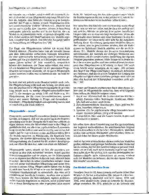 Vorschauseite 2: Das Pflegemodell von Dorothea Orem - brauchbar für die psychiatrische Pflege?