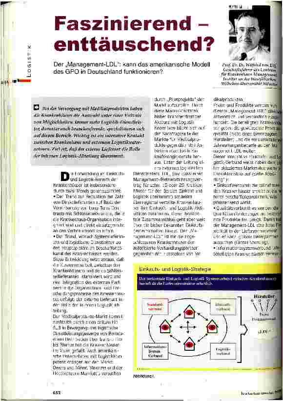 Vorschauseite 1: Faszinierend - enttäuschend? Der Management-LDL: kann das amerikanische Modell des GPO Deutschland funktionieren?
