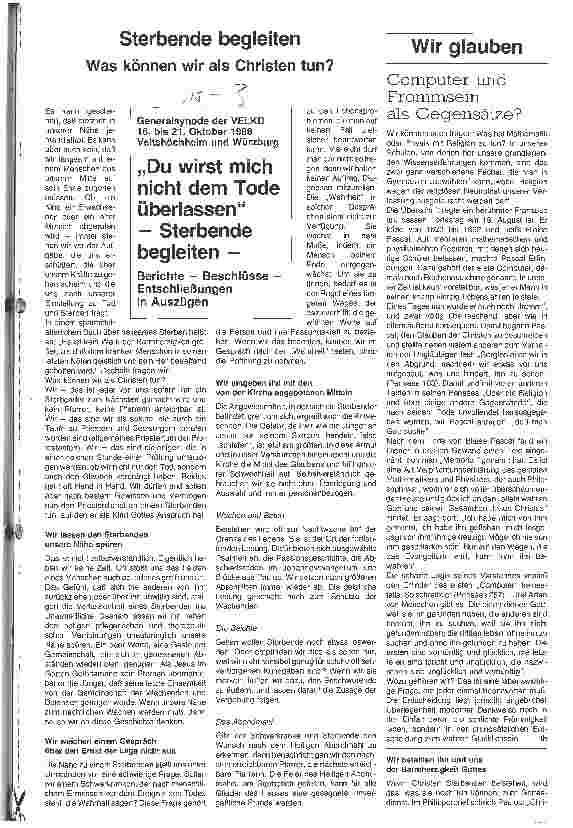 Vorschauseite 1: Du wirst mich nicht dem Tode überlassen - Sterbende begleiten - Berichte - Beschlüsse - Entschließungen in Auszügen
