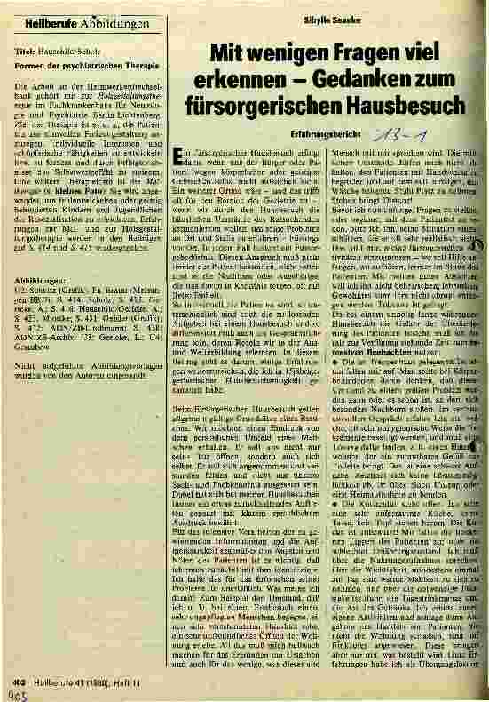 Vorschauseite 1: Mit wenigen Fragen viel erkennen - Gedanken zum fürsorgerischen Hausbesuch