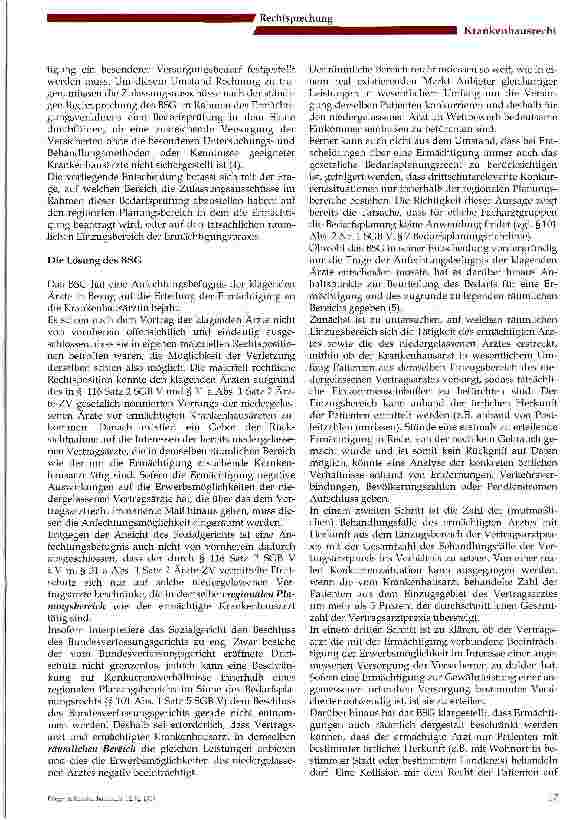 Vorschauseite 2: Bindung an Planungsbereich für die Bedarfsprüfung bei Ermächtigungen aufgehoben