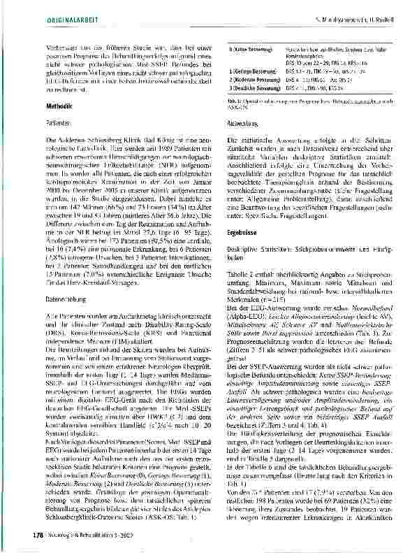 Vorschauseite 3: Prädiktoren für die Beurteilung des Therapieerfolgs einer neurologischen Frührehabilitationsbehandlung bei Patienten mit hypoxisch-anoxischer Hirnschädigung nach kardiopulmonaler…