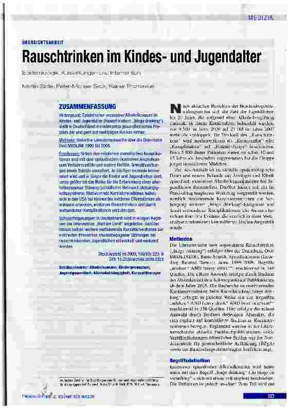Vorschauseite 1: Rauschtrinken im Kindesund Jugendalter