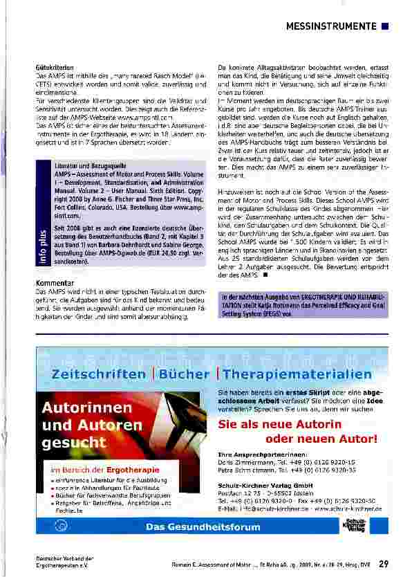 Vorschauseite 2: Assessment of Motor and Process Skills (AMPS)