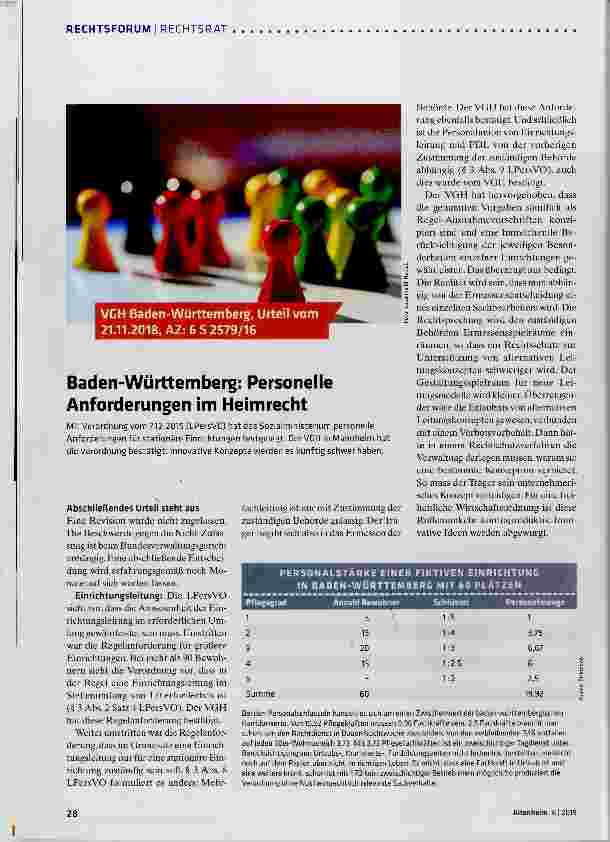 Vorschauseite 1: Baden-Württemberg: Personelle Anforderungen im Heimrecht