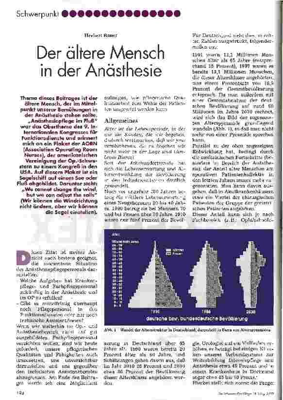 Vorschauseite 1: Der ältere Mensch in der Anästhesie