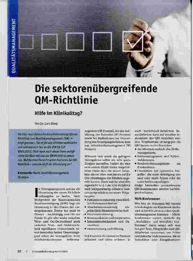 Vorschauseite 1: Die sektorenübergreifende QM-Richtlinie
