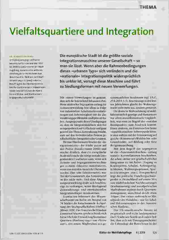 Vorschauseite 1: Vielfaltsquartiere und Integration