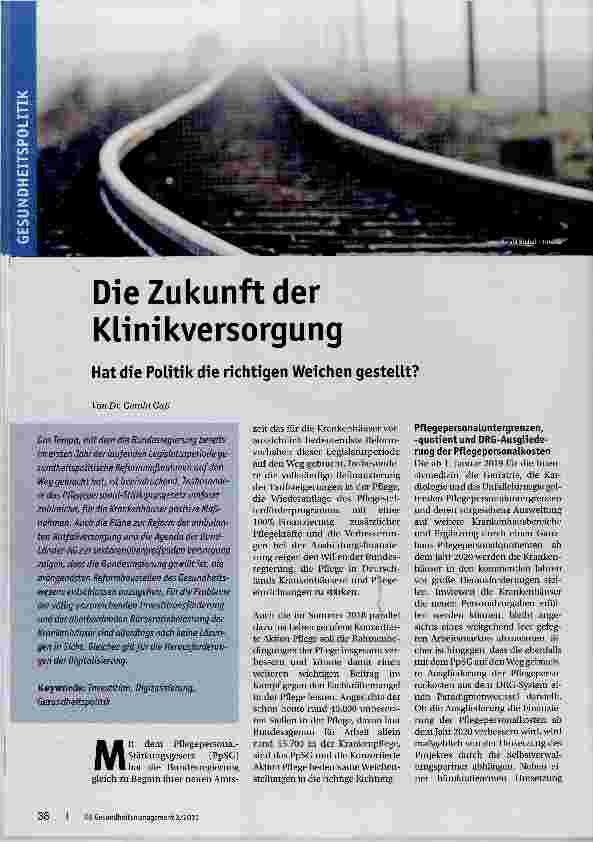 Vorschauseite 1: Die Zukunft der Klinikversorgung