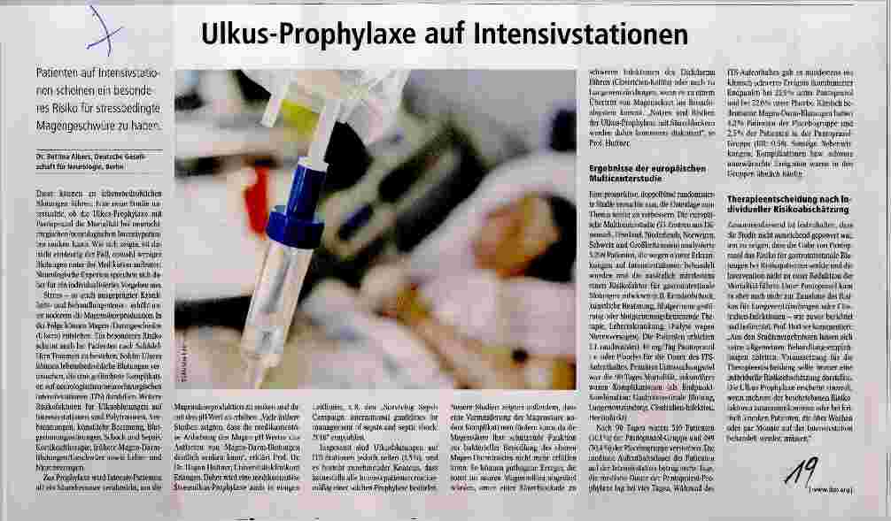 Vorschauseite 1: Ulkus-Prophylaxe auf Intensivstationen