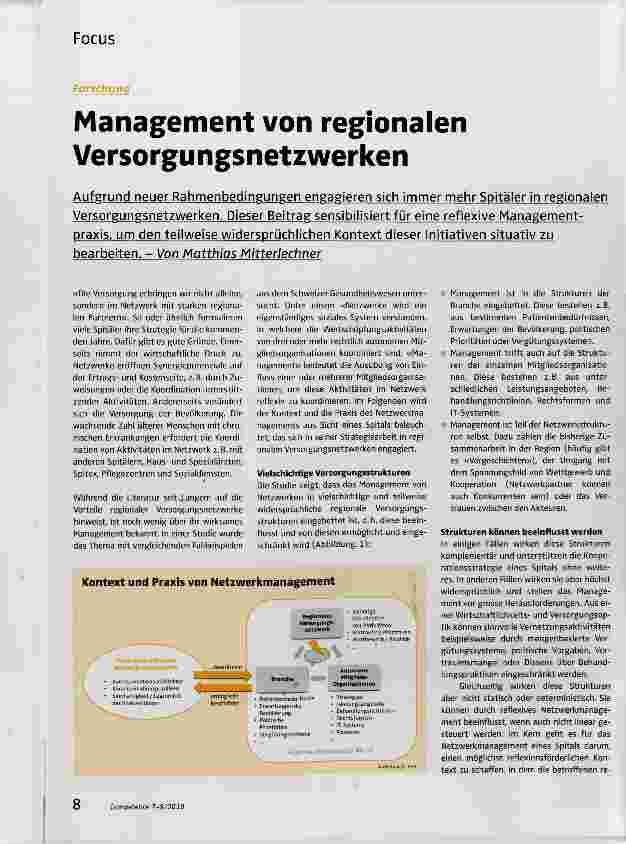 Vorschauseite 1: Management von regionalen Versorgungsnetzwerken