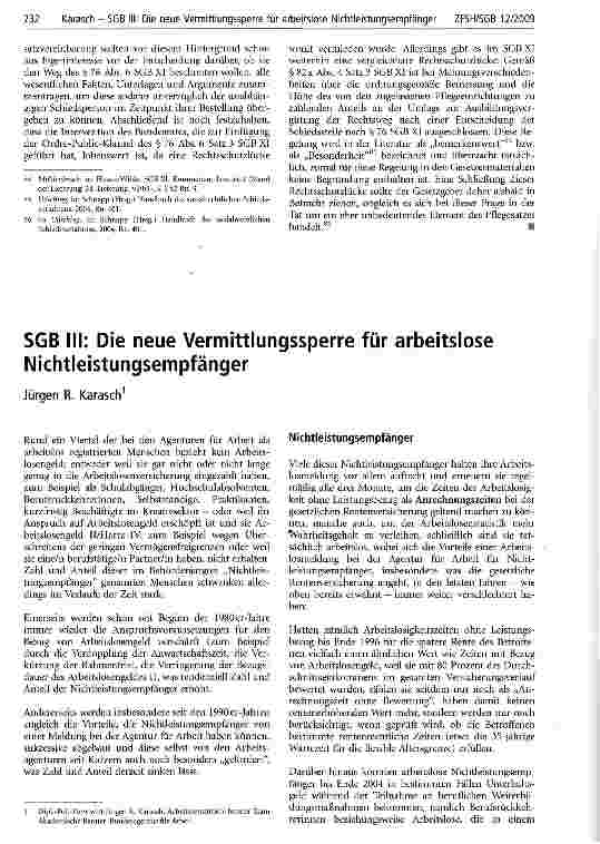 Vorschauseite 1: SGB III: Die neue Vermittlungssperre für arbeitslose Nichtleistungsempfänger
