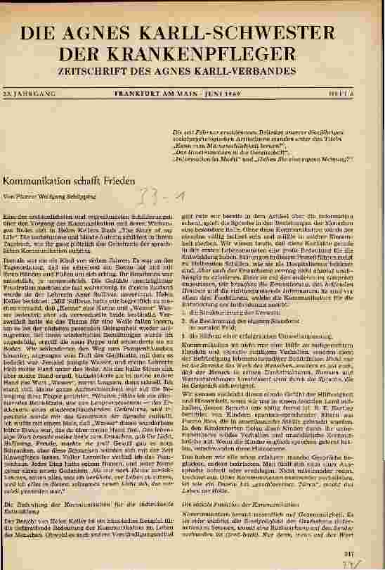 Vorschauseite 1: Kommunikation schafft Frieden