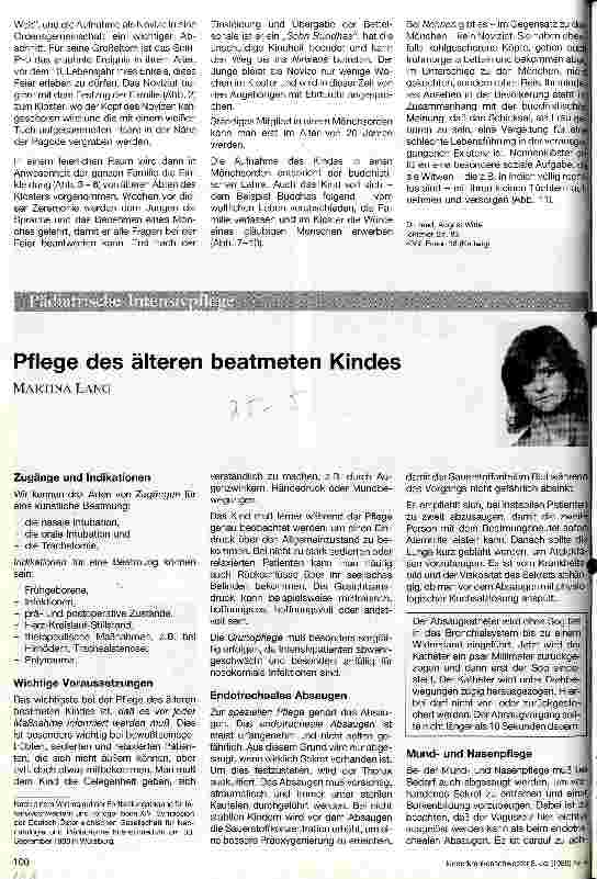 Vorschauseite 1: Pflege des älteren beatmeten Kindes