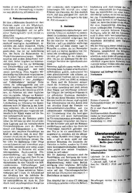 Vorschauseite 2: Die Aufgaben der Schwester bei der kranialen Computertomographie Weiterbildungsbeitrag für Fachkrankenschwestern