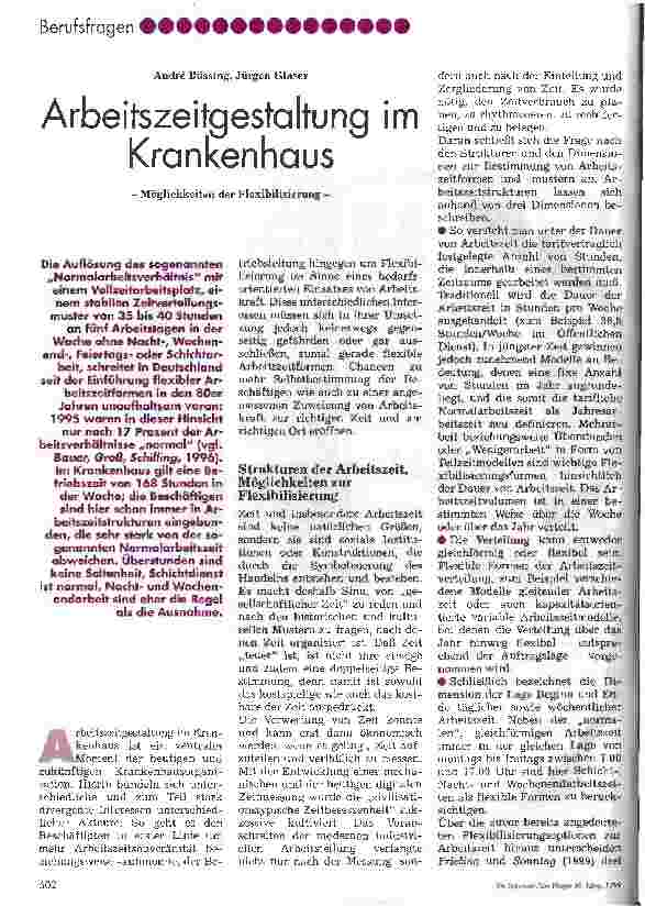 Vorschauseite 1: Arbeitszeitgestaltung im Krankenhaus