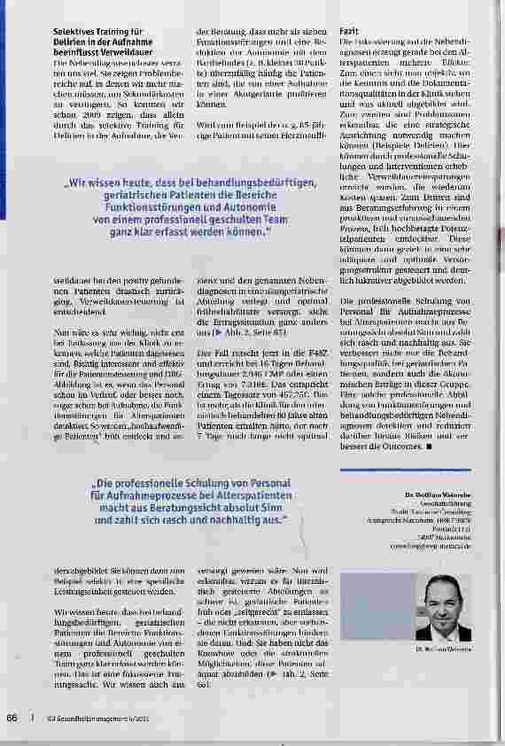 Vorschauseite 5: Controlling: Wo steht meine Klinik geriatrisch?