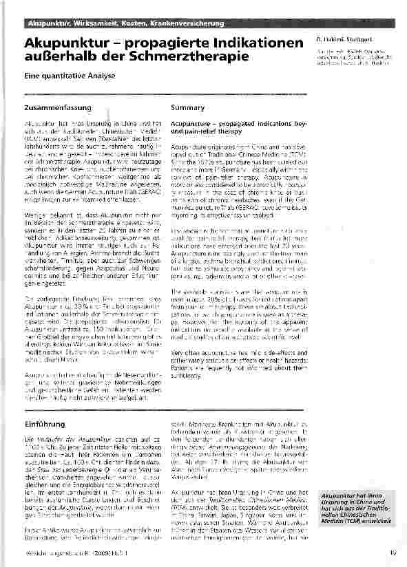 Vorschauseite 1: Akupunktur - propagierte Indikationen außerhalb der Schmerztherapie