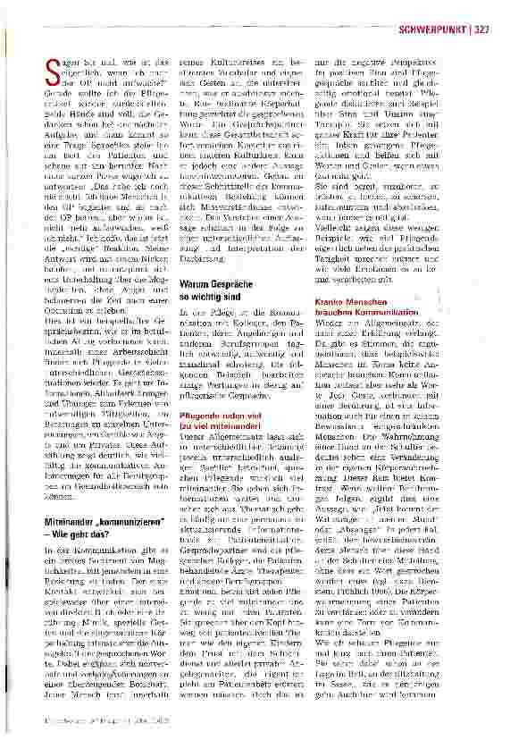 Vorschauseite 2: Mit Gesprächen pflegt es sich besser