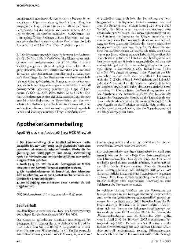 Vorschauseite 1: Apothekerkammerbeitrag