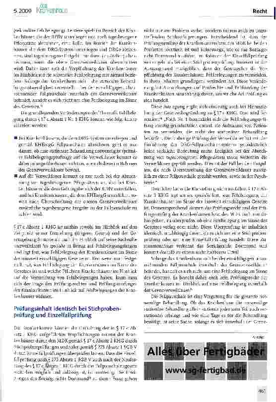 Vorschauseite 2: MDK-Prüfung der sekundären Fehlbelegung in Bezug auf die untere Grenzverweildauer ist vom Gesetz gedeckt