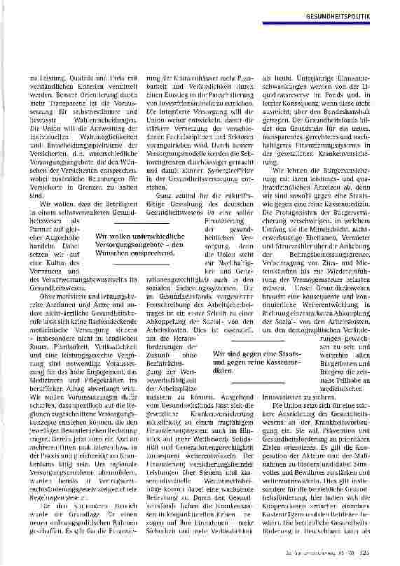 Vorschauseite 2: Teilhabe aller am medizinischen FortschrittDie gesundheitspolitischen Vorstellungen der Union
