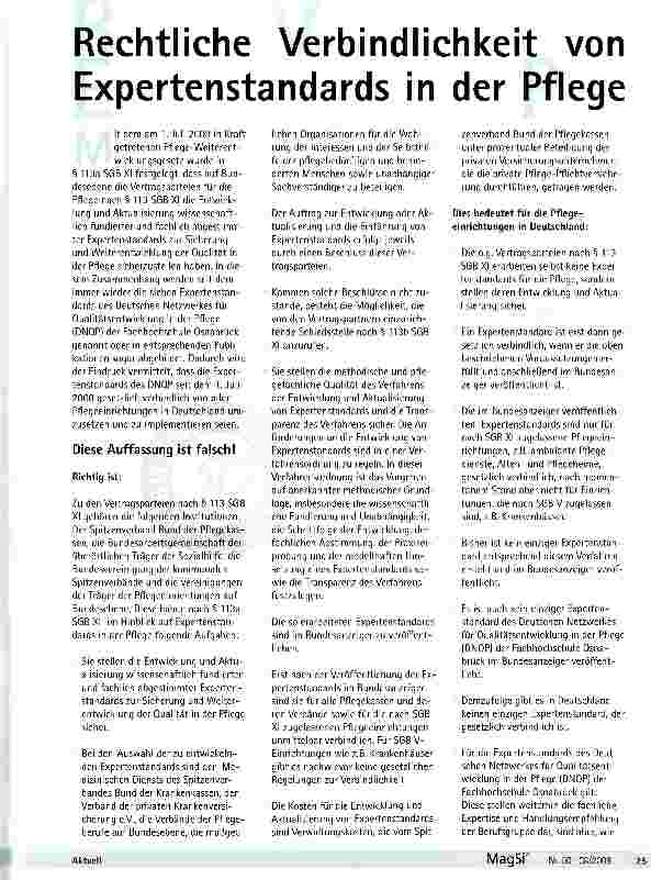 Vorschauseite 1: Rechtliche Verbindlichkeit von Expertenstandards in der Pflege