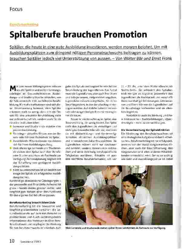 Vorschauseite 1: Spitalberufe brauchen Promotion