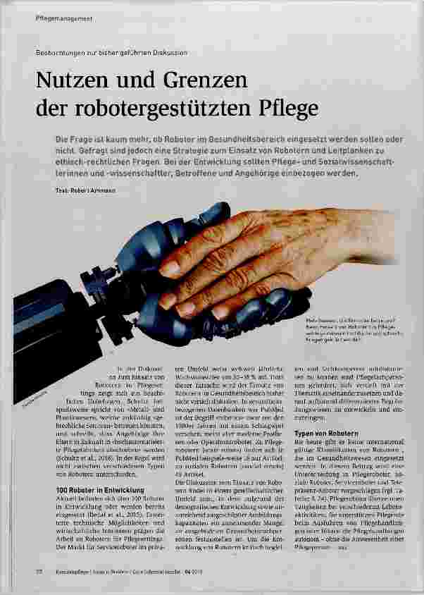 Vorschauseite 1: Nutzen und Grenzen der robotergestützten Pflege