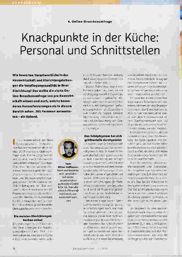 Vorschauseite 1: Knackpunkte in der Küche: Personal und Schnittstellen