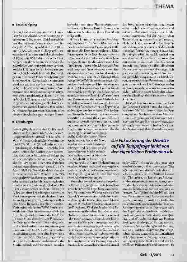 Vorschauseite 6: Innovationsbewertung im Gemeinsamen Bundesausschuss Tatsächlich zu langsam?