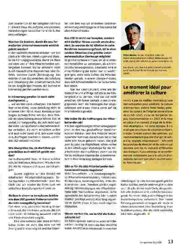 Vorschauseite 2: Vorbildlich, engagiert, respektvoll: Die Unternehmenswerte des USZ