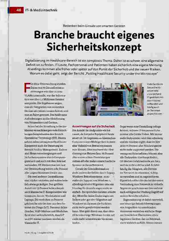 Vorschauseite 1: Branche braucht eigenes Sicherheitskonzept