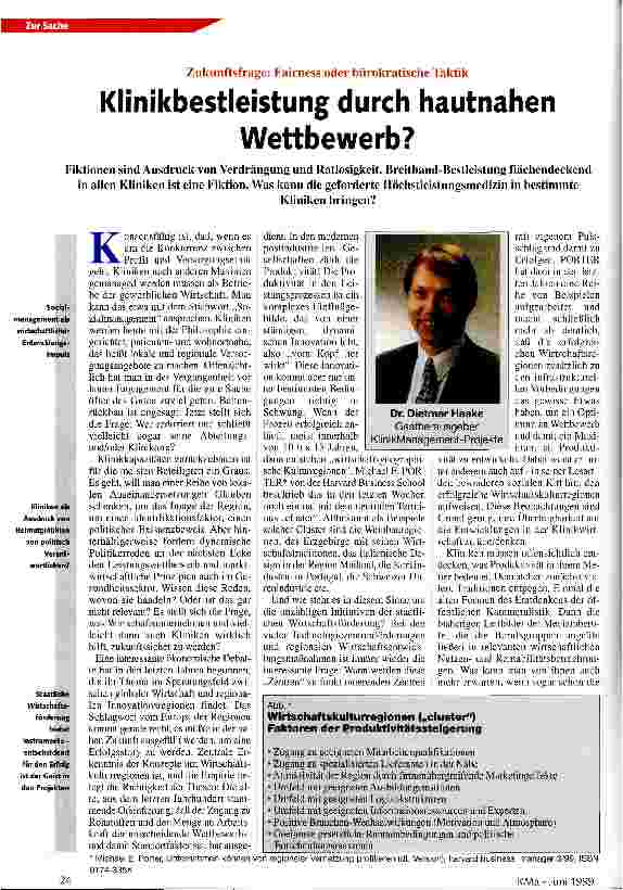 Vorschauseite 1: Klinikbestleistung durch hautnahen Wettbewerb?