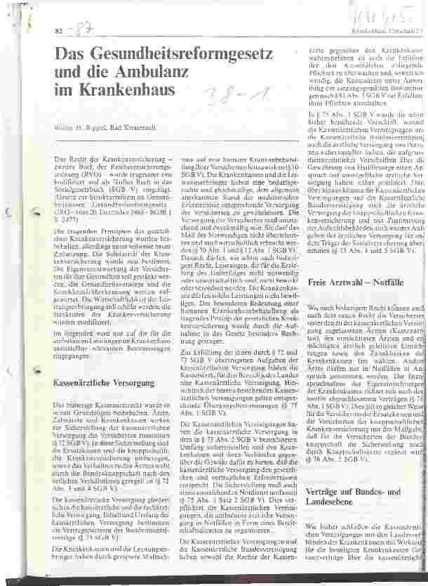 Vorschauseite 1: Das Gesundheitsreformgesetz und die Ambulanz im Krankenhaus