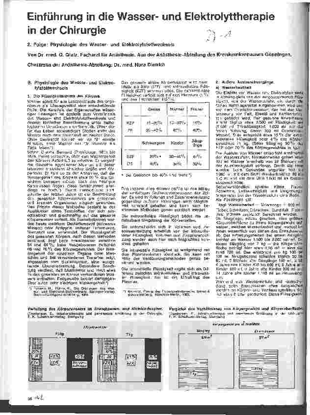 Vorschauseite 1: Einführung in die Wasserund Elektrolyttherapie in der Chirurgie 2. Folge: Physiologie des Wasserund Elejktrolytstoffwechsels