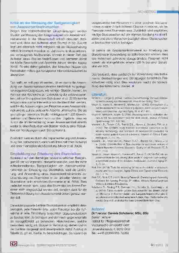 Vorschauseite 3: Ist ein Assessmentinstrument zur Einschätzung des Sturzrisikos für die Pflegepraxis empfehlenswert?