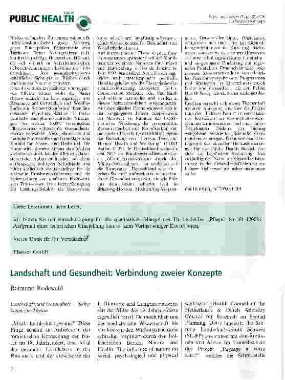 Vorschauseite 1: Landschaft und Gesundheit: Verbindung zweier Konzepte