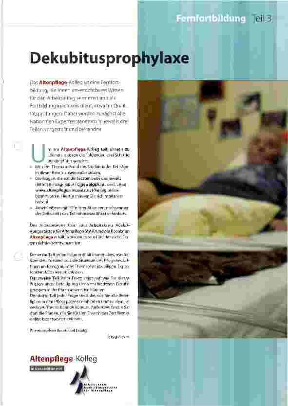 Vorschauseite 1: Dekubitusprophylaxe Teil 3